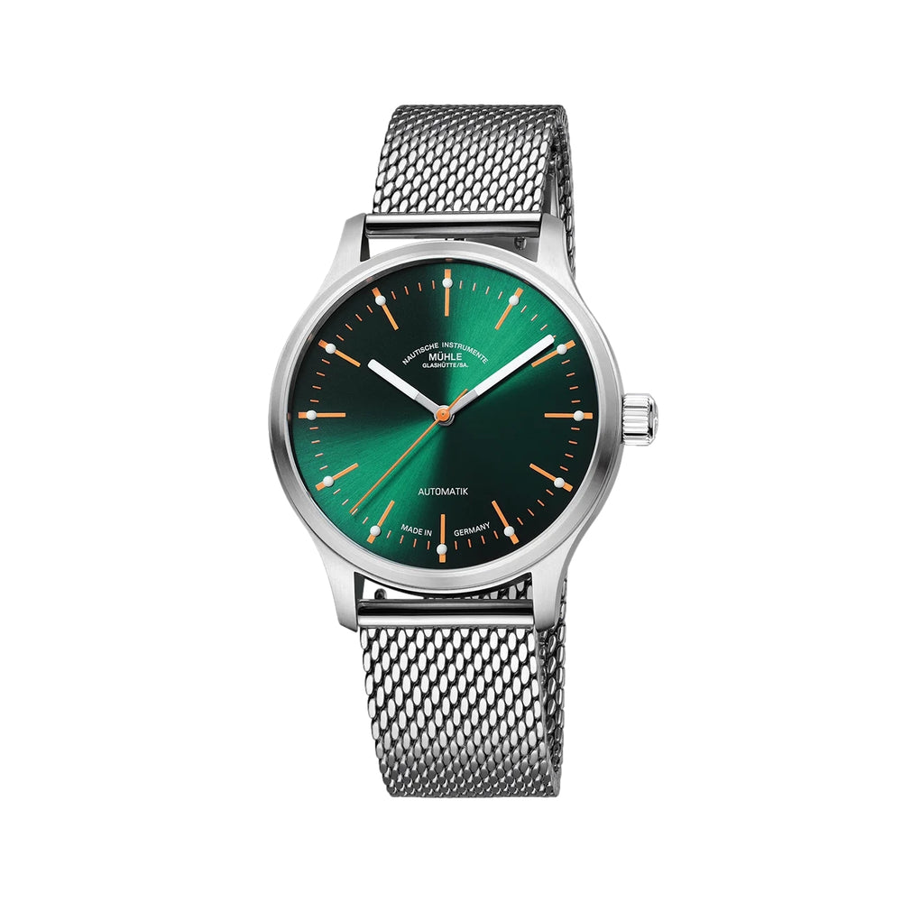 Panova 40mm - Green on Stainless Steel Milanaise Bracelet
