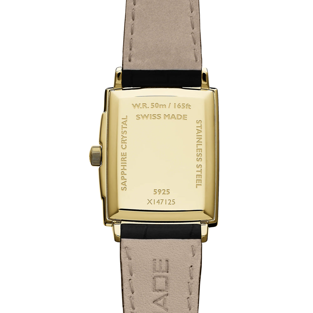 Toccata Square Yellow-Gold 28mm - White on Leather Strap