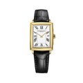Toccata Square Yellow-Gold 28mm - White on Leather Strap