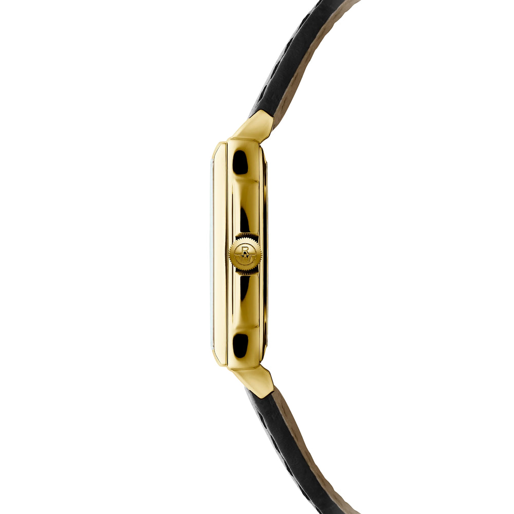 Toccata Square Yellow-Gold 28mm - White on Leather Strap