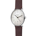 Hamburg Quartz 42mm watch with white dial and brown leather strap shown in a product shot
