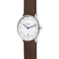 Naos Quartz 38mm - White on Dark Brown Leather Strap