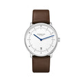 Naos Quartz 38mm - White on Dark Brown Leather Strap