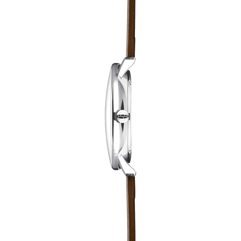 Naos Quartz 38mm - White on Dark Brown Leather Strap