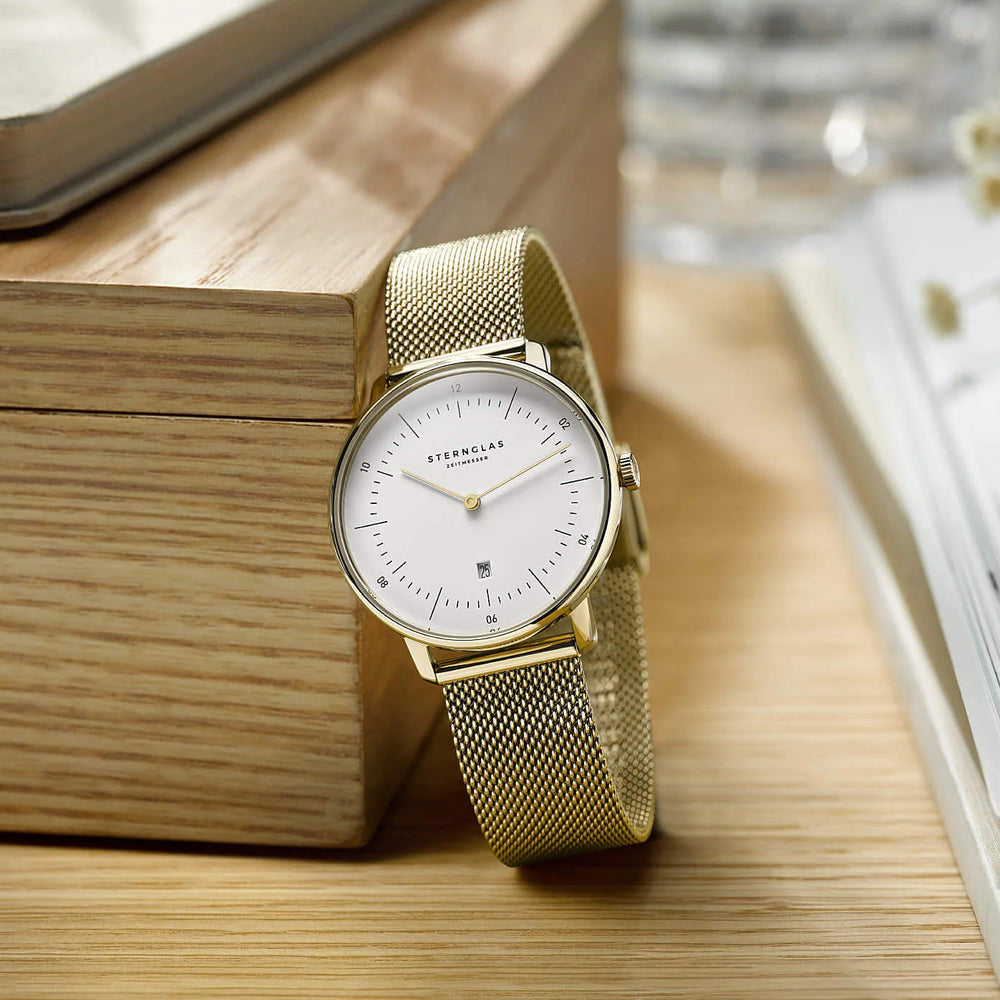 Naos XS Quartz Gold PVD 33mm - White on Bracelet