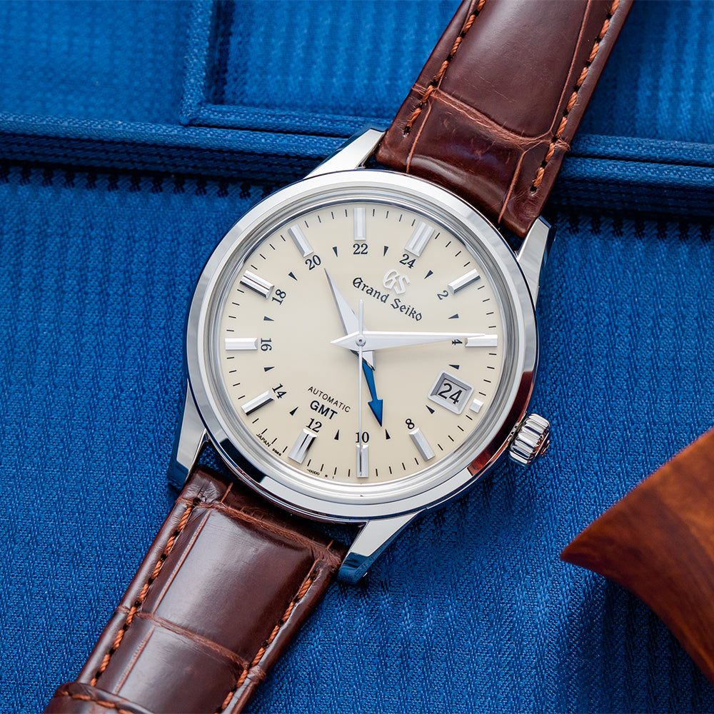 SBGM221 Elegance Mechanical GMT Ivory on Leather Strap