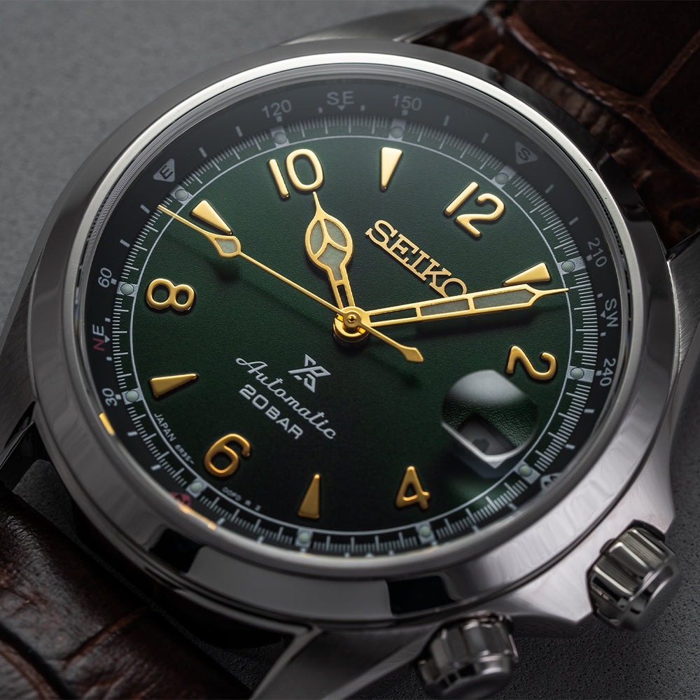 SPB121 Prospex Land 'Alpinist' 39.5mm - Green on Leather Strap