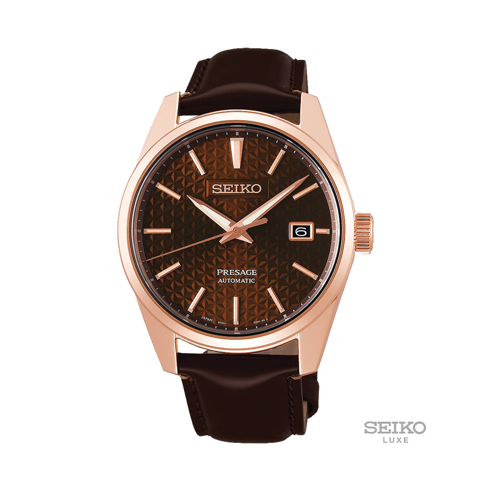 SPB170 Presage Sharp Edged 39.3mm - Brown on Leather Strap