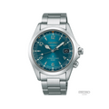 Seiko Prospex Alpinist teal dial on stainless steel bracelet and date window at 3