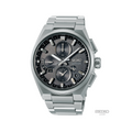 Seiko Astron 42mm grey watch on bracelet with multiple subdials and a date window