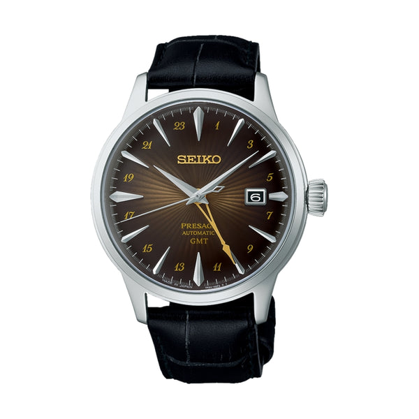 SSK039 Presage Cocktail Time GMT 40.5mm - Brown on Leather Strap