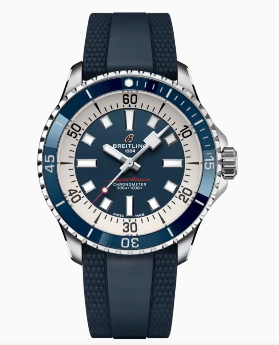 Breitling Superocean Automatic 42mm with blue dial and blue rubber strap