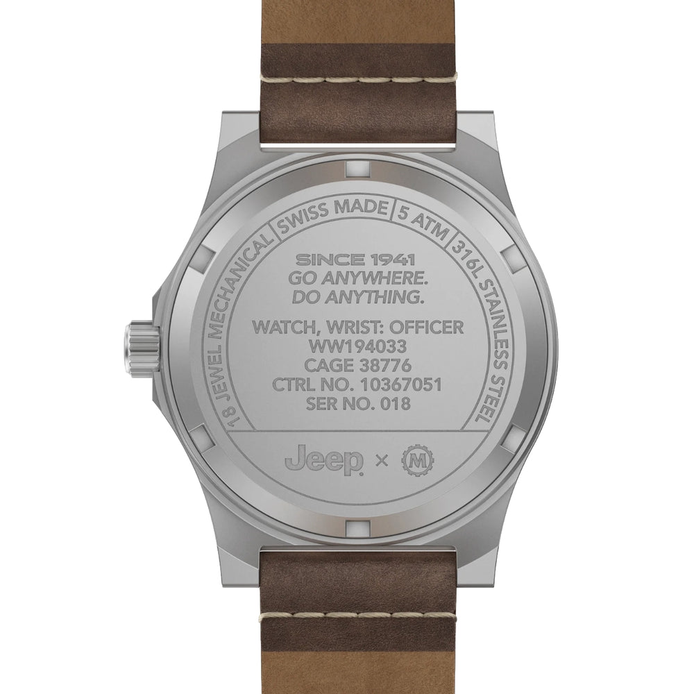 Jeep Willy's SSGPM Officer's Mechanical 41mm - Black on Leather Strap