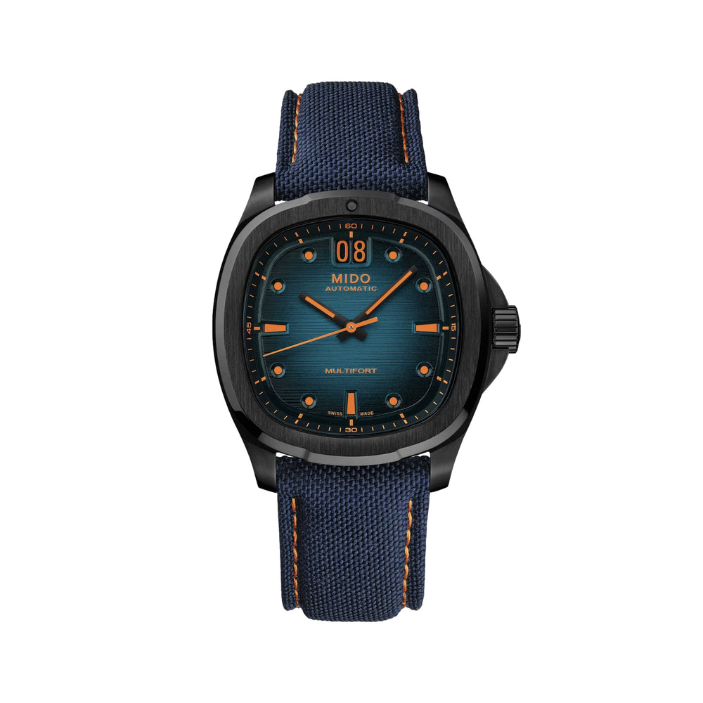 Multifort TV Big Date Black PVD Automatic 40mm - Blue on Fabric Strap