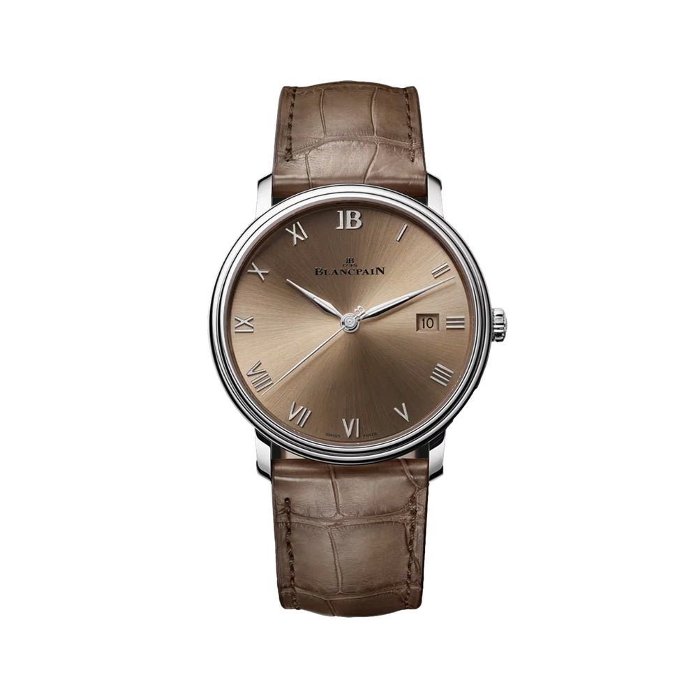 Villeret Extraplate 40mm -  Brown Gold on Leather Strap