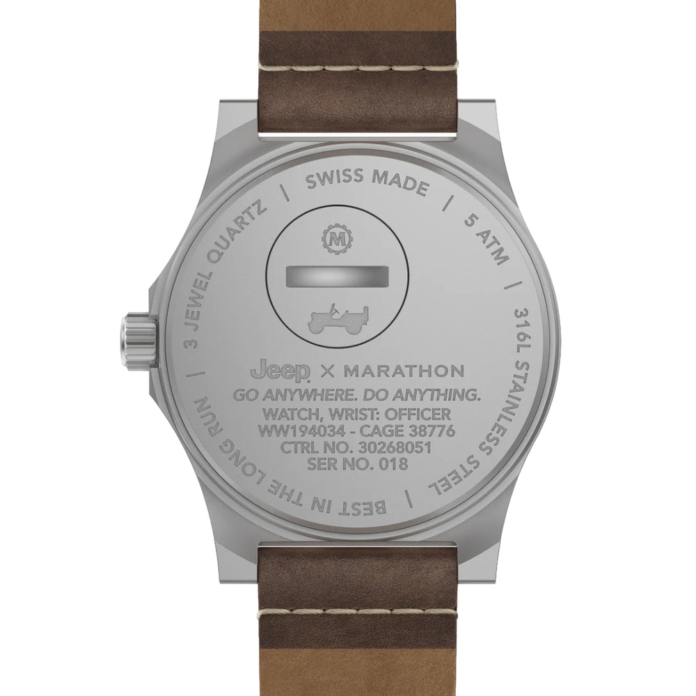 Jeep Willy's SSGPQ Officer's Quartz 41mm - Black on Leather Strap