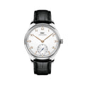 Portugieser Automatic 40mm - Silver w/ Black Accents on Leather Strap