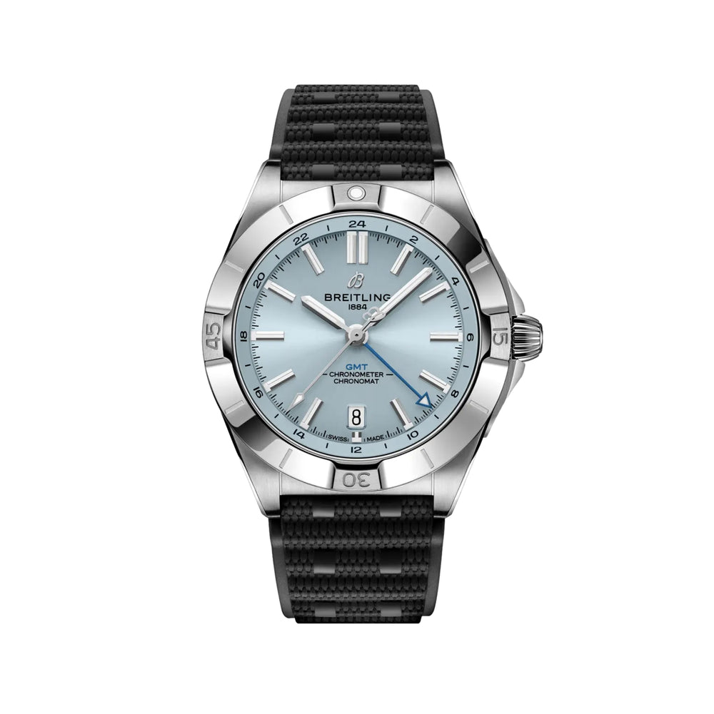 Chronomat Automatic GMT Steel and Platinum 40mm - Blue on Rubber Strap