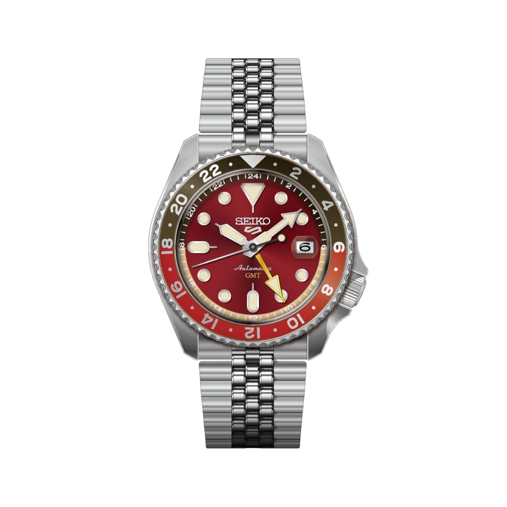 HDB016 Dr Pepper limited edition red dial GMT watch on stainless steel bracelet