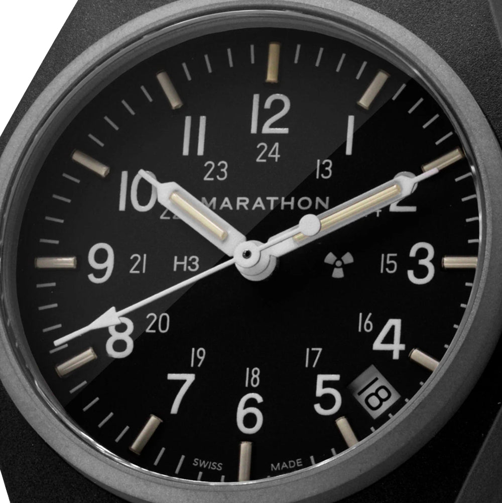 GPQ-D Standard-Issue Tritium Field Quartz Type II 34mm - Black on Fabric Strap
