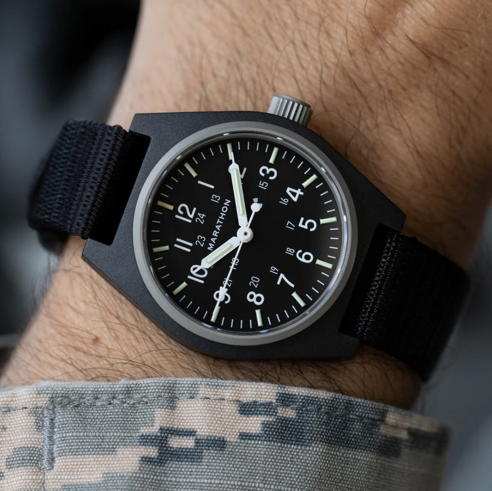 GPM Standard-Issue Tritium Field Mechanical Type II 34mm - Black on Fabric Strap