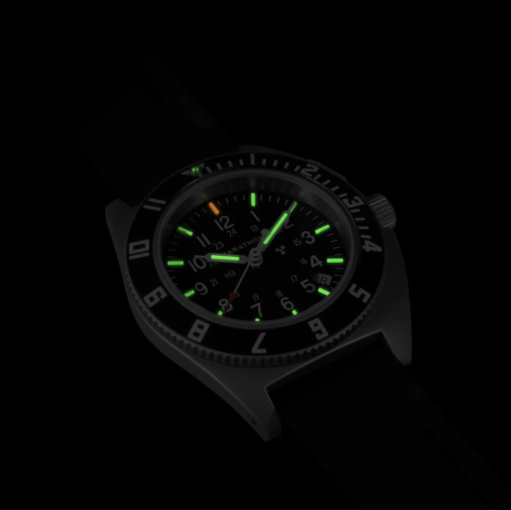 SSNAV-D Standard-Issue Tritium Pilot's Quartz Type II 41mm - Black on Rubber Strap