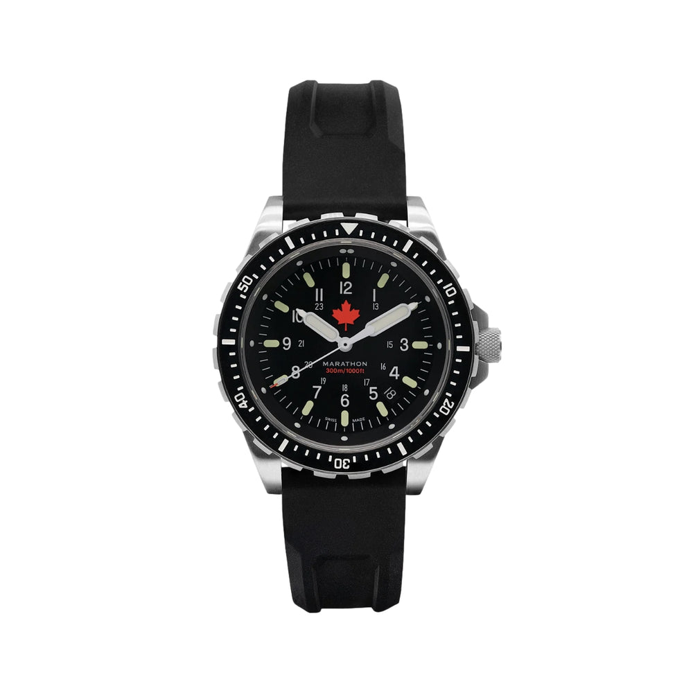 JSAR® Red Maple MaraGlo Diver's Quartz Type II 46mm - Black on Rubber Strap