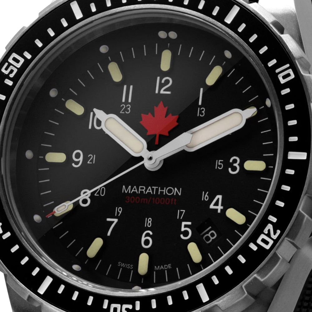 JSAR® Red Maple MaraGlo Diver's Quartz Type II 46mm - Black on Rubber Strap