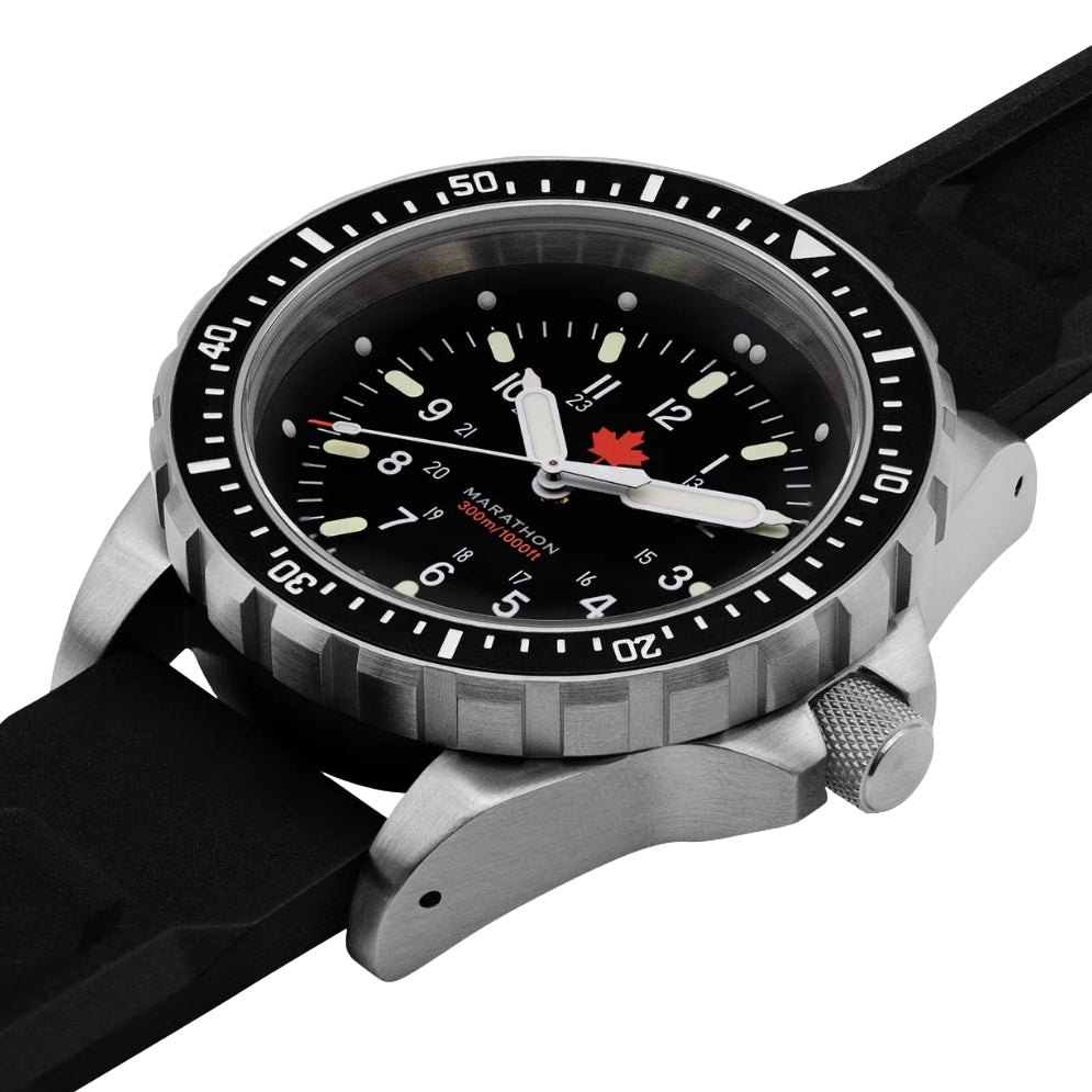 JSAR® Red Maple MaraGlo Diver's Quartz Type II 46mm - Black on Rubber Strap