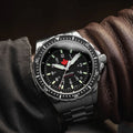 JSAR® Red Maple MaraGlo Diver's Quartz Type II 46mm - Black on Rubber Strap