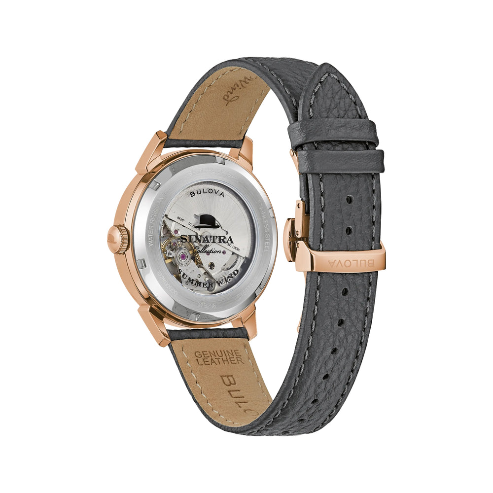 Frank Sinatra Summer Wind Rose Gold-Tone 40mm - Grey on Leather Strap