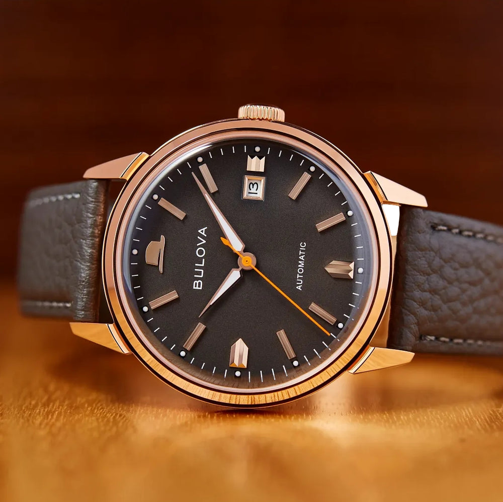 Frank Sinatra Summer Wind Rose Gold-Tone 40mm - Grey on Leather Strap