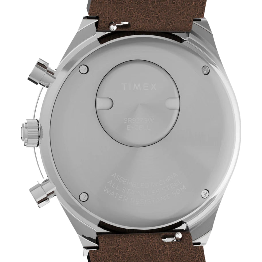 Q Timex Chronograph 40mm - Cream on Leather Strap