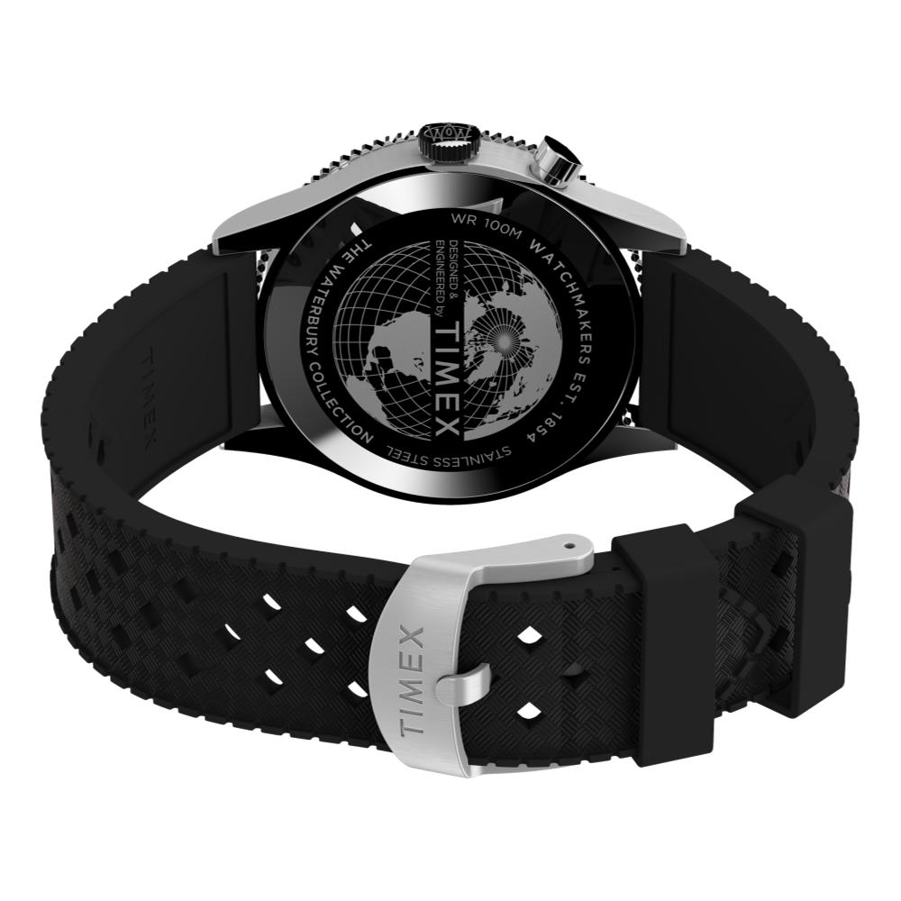 Waterbury Traditional GMT 39mm Black Dial Rubber Strap