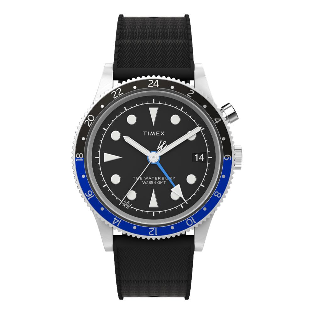 Waterbury Traditional GMT 39mm Black Dial Rubber Strap
