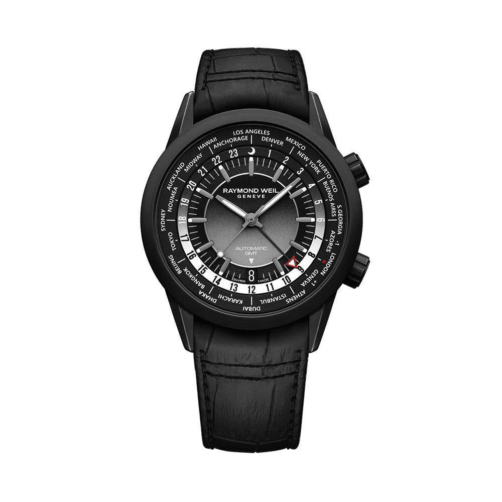 Freelancer GMT Worldtimer 40.5mm - Black on Leather Strap