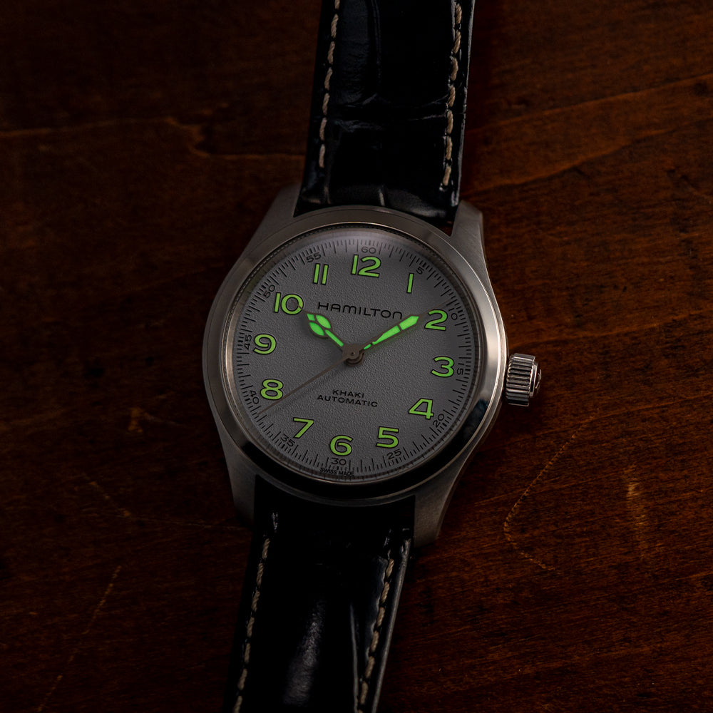 Khaki Field Murph 38mm White on Leather Strap Teddy Baldassarre