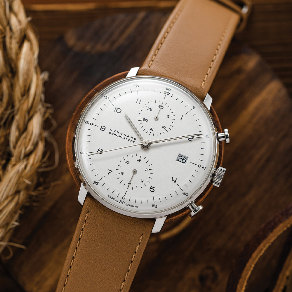 Max Bill Chronoscope - Silver on Leather Strap