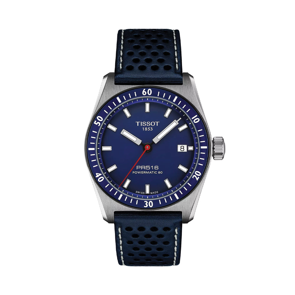 PR516 Powermatic 80 38mm - Blue on Leather Strap