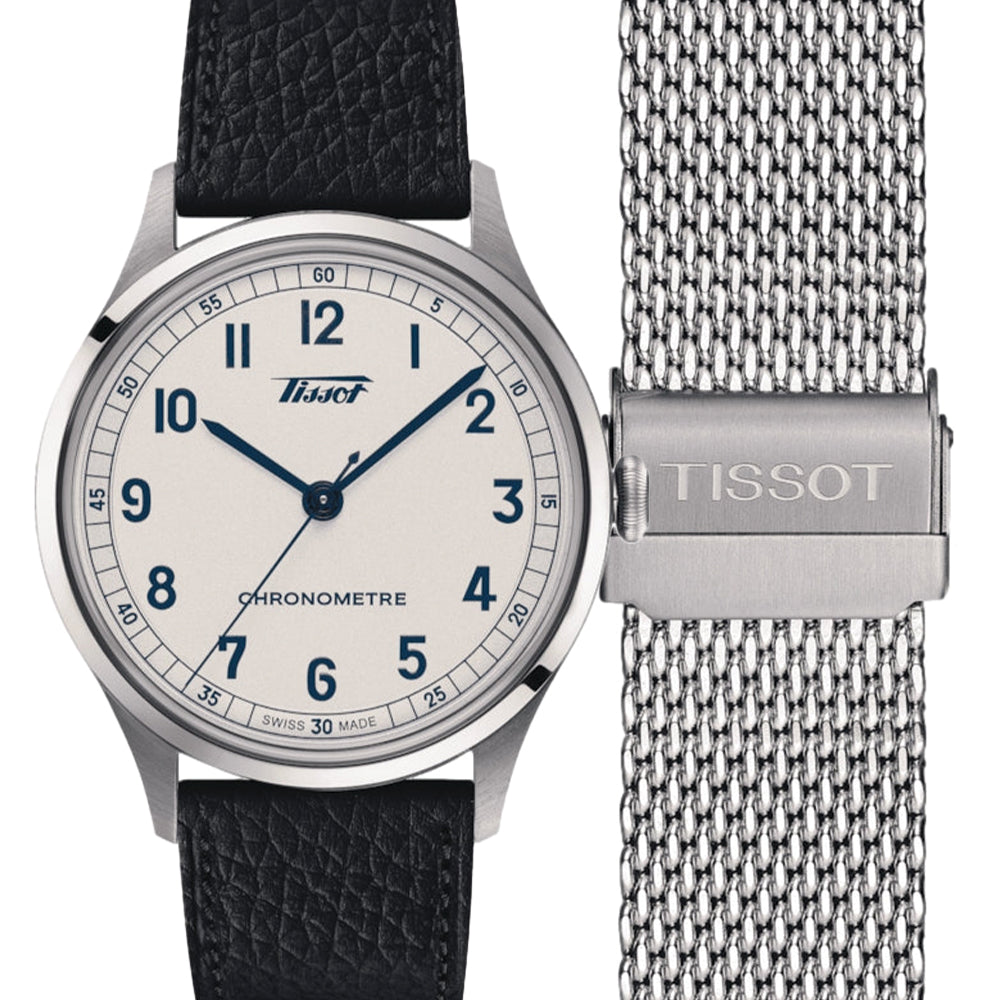 Heritage 1938 COSC 39mm - Silver on Leather Strap and Stainless Steel Bracelet