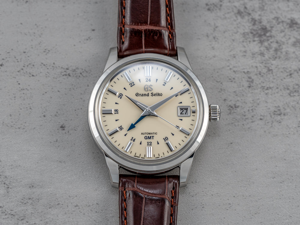 SBGM221 Elegance Mechanical GMT Ivory on Leather Strap