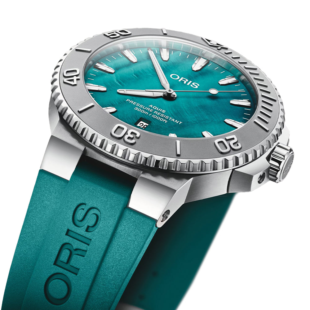 New York Harbor Limited Edition II 43.5mm - Aqua Green Mother of Pearl on Rubber Strap and Bracelet