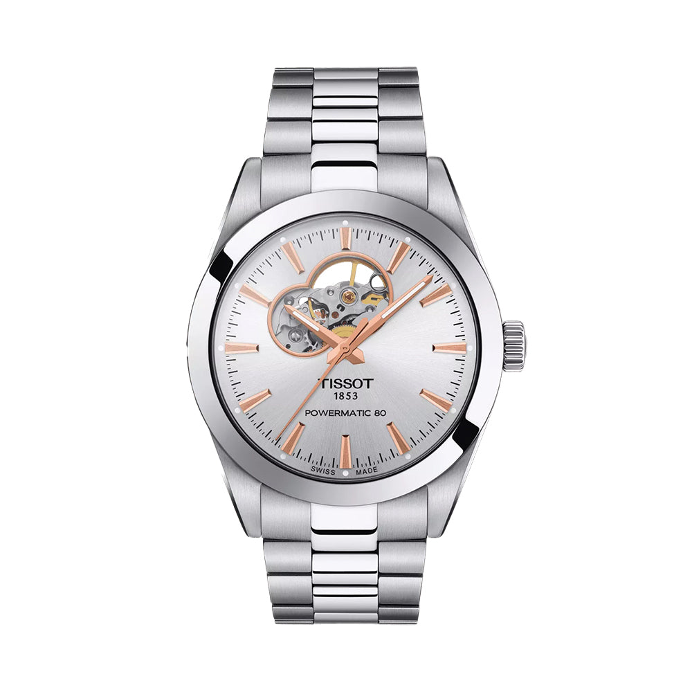 Gentleman Powermatic 80 Open Heart 40mm - Silver on Bracelet