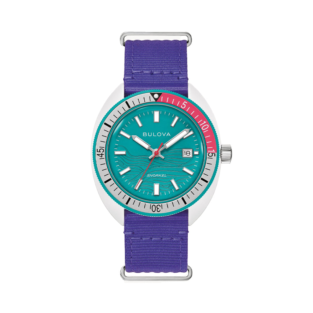 Oceanographer Snorkel Limited Edition Coral Ceramic 41mm - Teal on Tide Nylon Strap