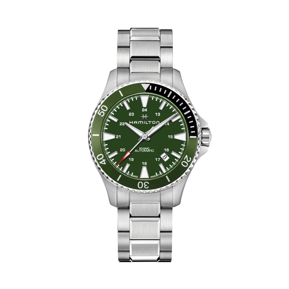 Khaki Navy Scuba Auto - Green on Bracelet