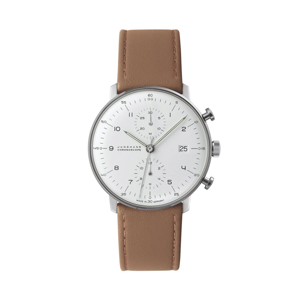 Max Bill Chronoscope - Silver on Leather Strap