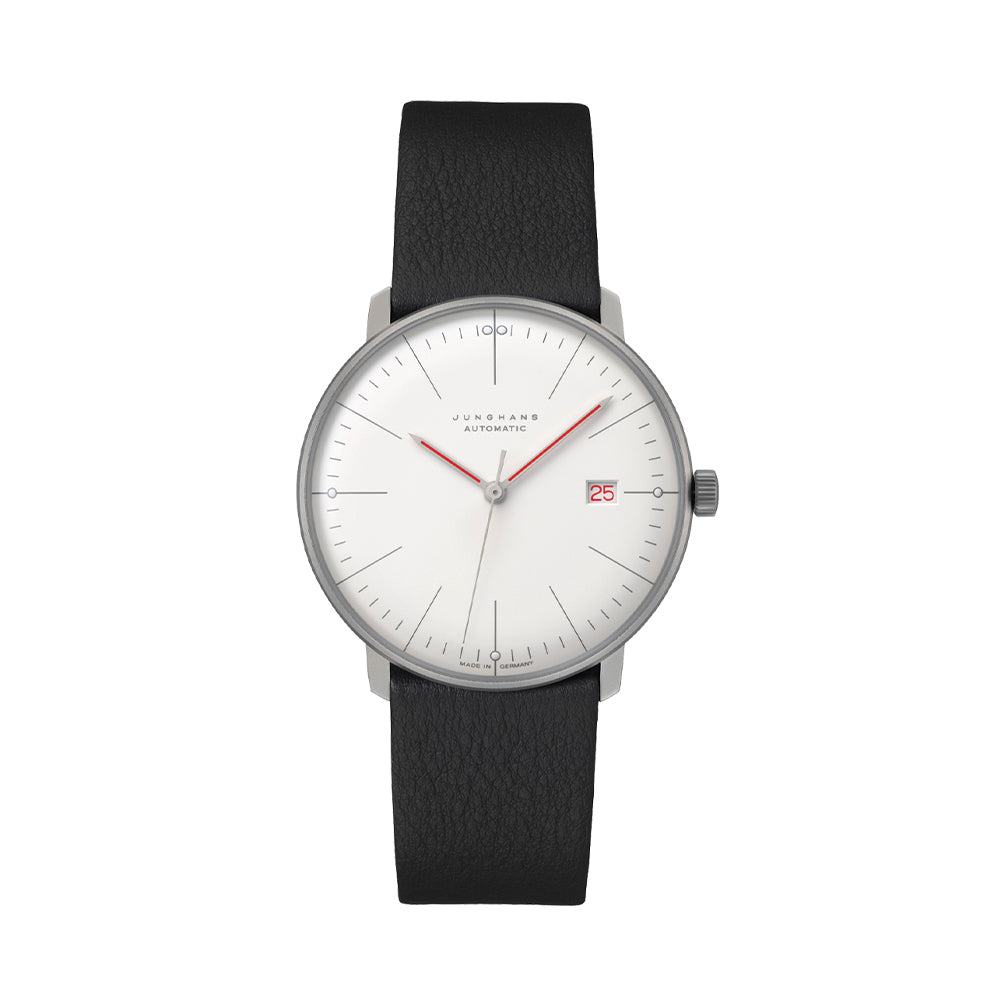 Max Bill Automatic Bauhaus - White on Leather Strap