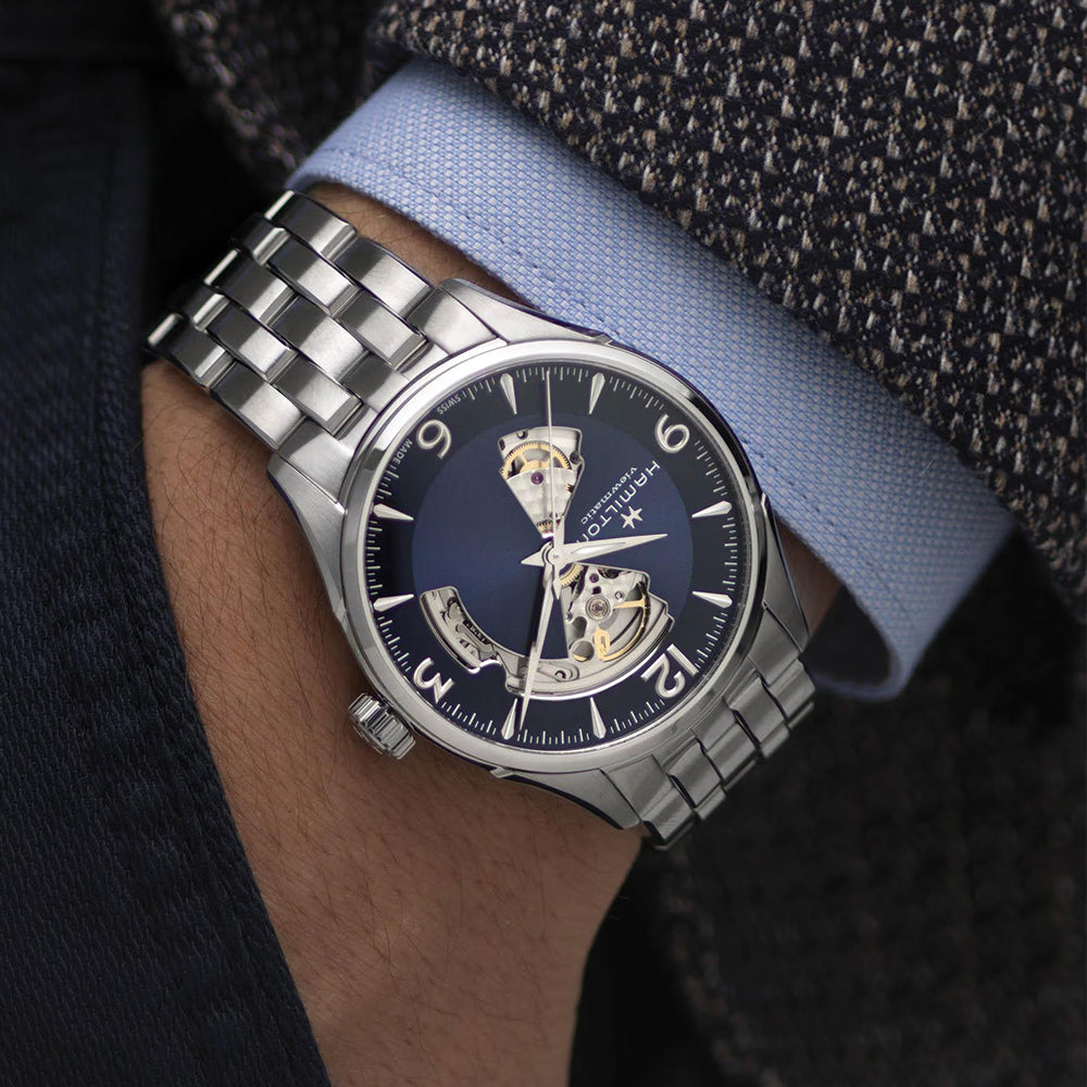 Jazzmaster Open Heart Auto 42mm - Blue on Bracelet