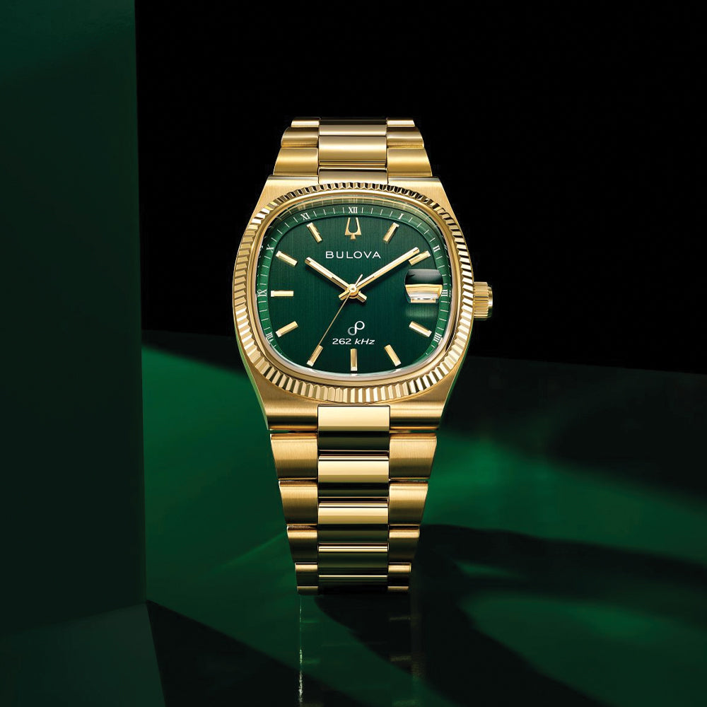 Super Seville High Precision Quartz Gold-Tone 37.5mm - Green on Bracelet