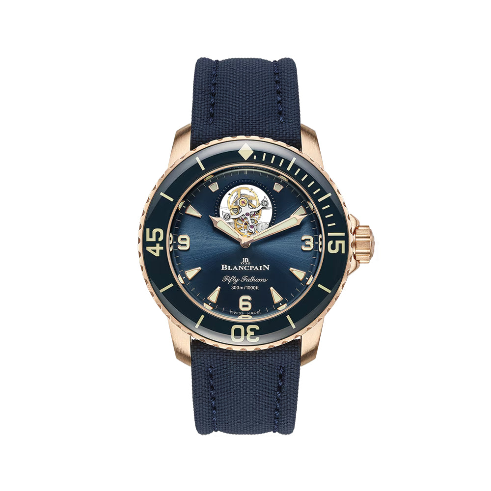 Fifty Fathoms Tourbillon 8 Jours Red Gold 45mm - Blue on Fabric Strap